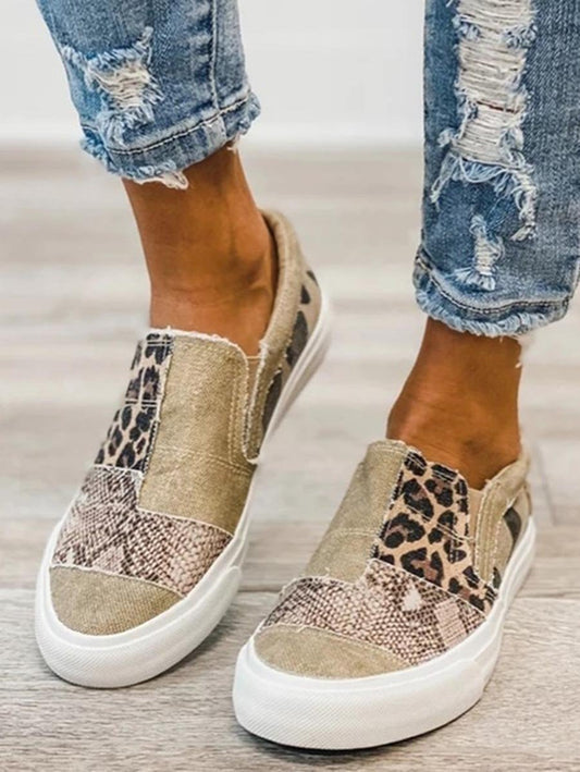 Women Leopard Color Block Flat Shoes - INS | Online Fashion Free Shipping Clothing, Dresses, Tops, Shoes