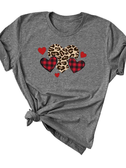 Women Leopard Heart Print T-shirt - INS | Online Fashion Free Shipping Clothing, Dresses, Tops, Shoes