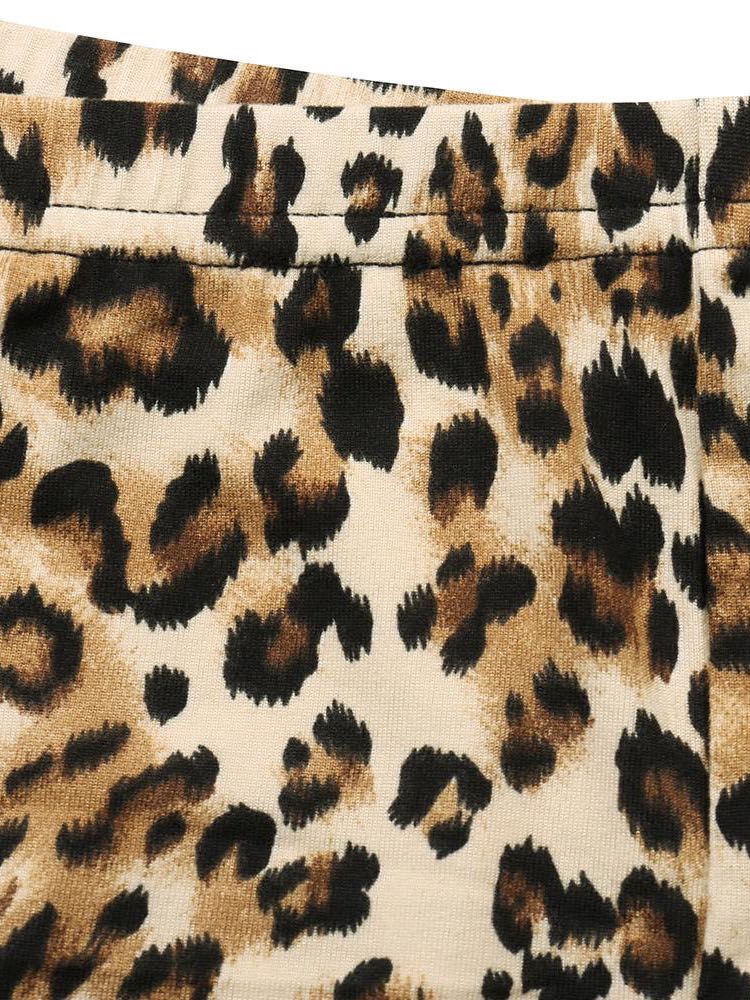 Women Leopard Print Two Pieces Suit