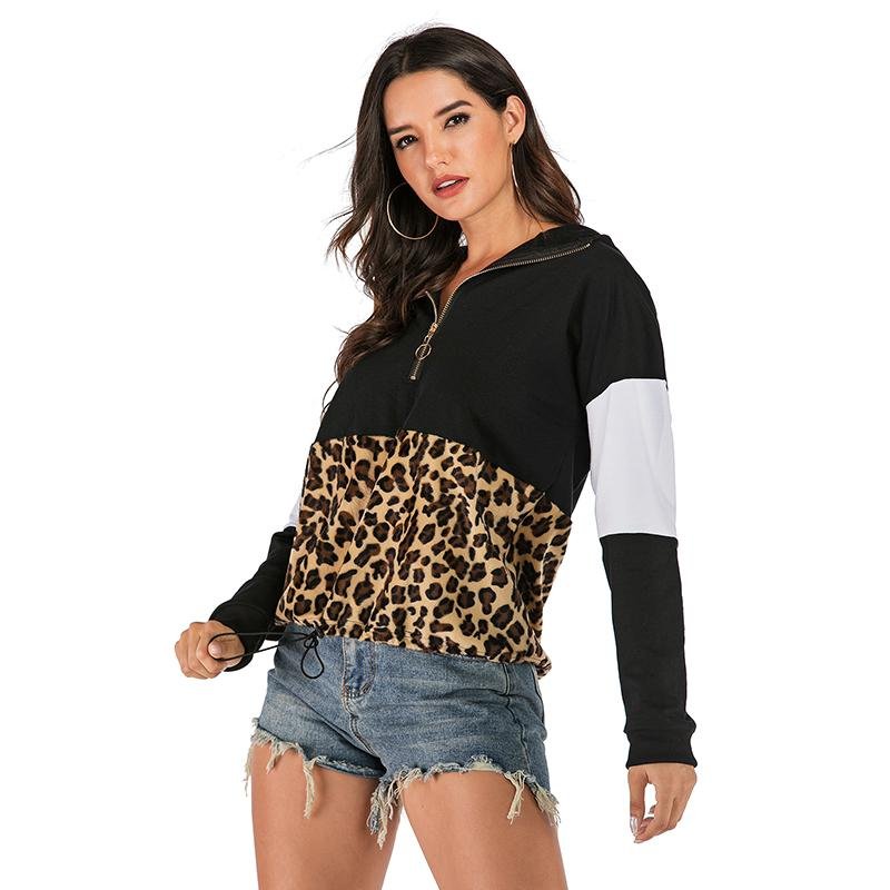 Women Leopard Printed Hooded Pullover - INS | Online Fashion Free Shipping Clothing, Dresses, Tops, Shoes