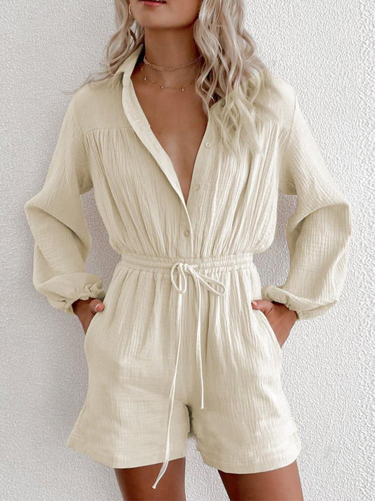 Women Long-sleeved Drawstring Pockets Jumpsuit - Jumpsuits & Rompers - INS | Online Fashion Free Shipping Clothing, Dresses, Tops, Shoes - 13/07/2021 - 30-40 - Bottoms