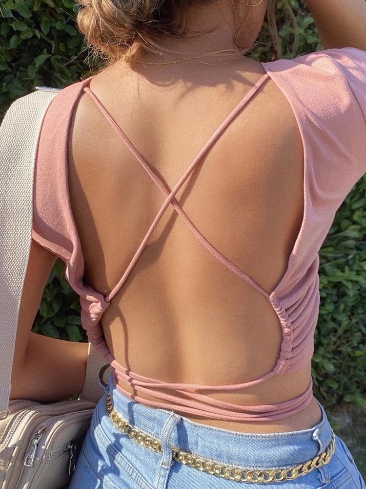 Women Open Back Crop Top - INS | Online Fashion Free Shipping Clothing, Dresses, Tops, Shoes