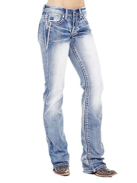 Women Slim Fit Straight Pants - Denims - INS | Online Fashion Free Shipping Clothing, Dresses, Tops, Shoes - Bottoms - Denims - Jeans