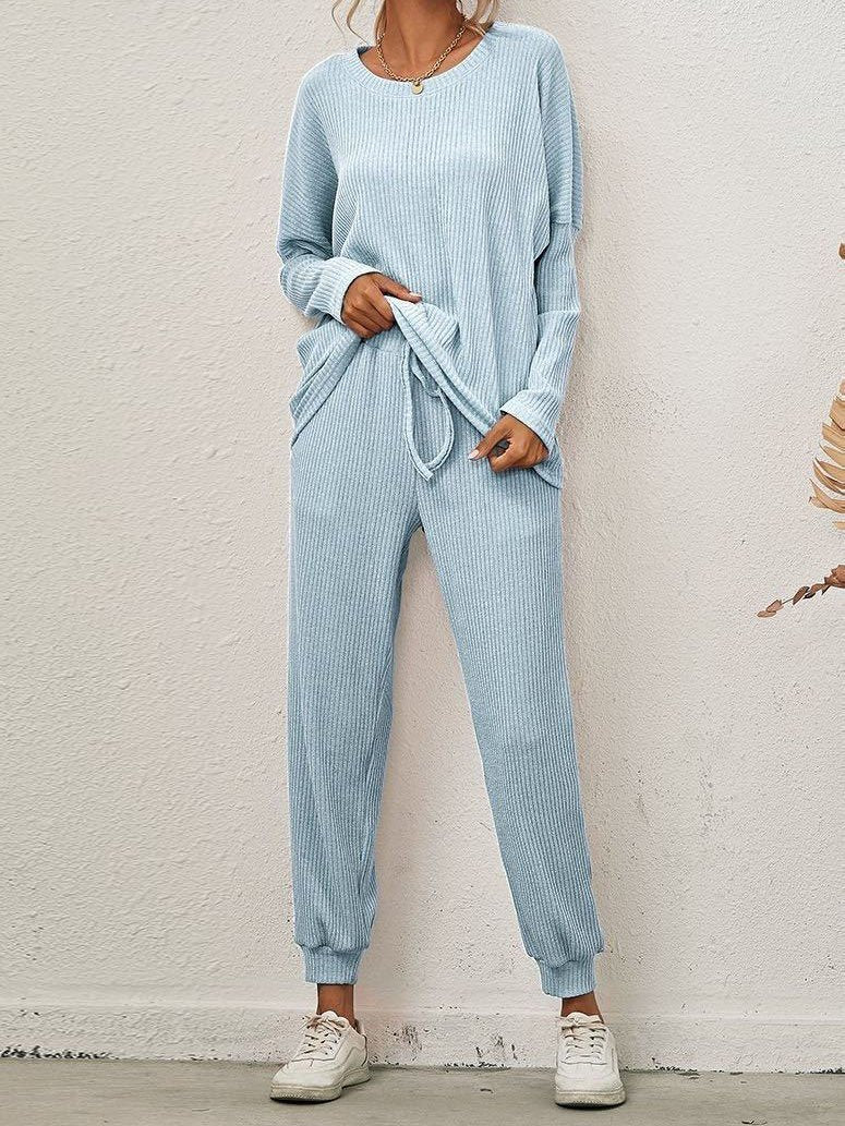 Women Solid Color Stripe Clothing - Loungewear - INS | Online Fashion Free Shipping Clothing, Dresses, Tops, Shoes - 2XL - Autumn - Black