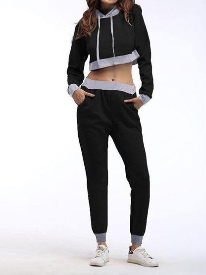 Women Splicing Hooded Sportswear Suit - Sweatshirts - INS | Online Fashion Free Shipping Clothing, Dresses, Tops, Shoes - Loungewear - Sweatshirt -