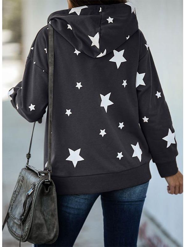 Women Star Printed Loose Hooded - INS | Online Fashion Free Shipping Clothing, Dresses, Tops, Shoes