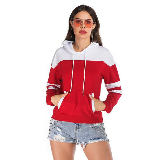 Women Stitching Colorblock Hooded Sweatshirt - INS | Online Fashion Free Shipping Clothing, Dresses, Tops, Shoes