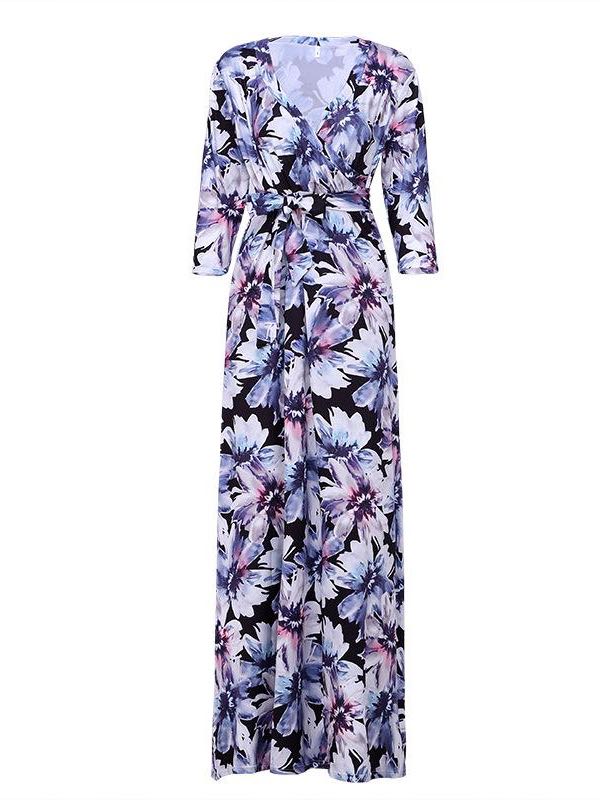 Women V-neck Print Maxi Dress - INS | Online Fashion Free Shipping Clothing, Dresses, Tops, Shoes