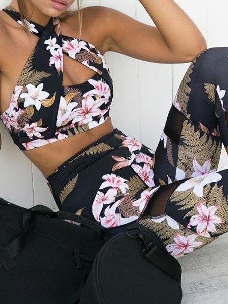 Women's 2 Piece Workout Outfits Breathable Sleeveless - Two-piece Outfits - INS | Online Fashion Free Shipping Clothing, Dresses, Tops, Shoes - 04/03/2021 - Autumn - Casual