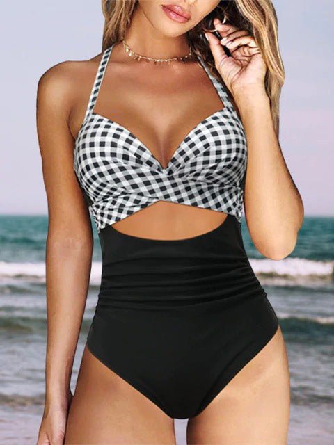Women's Bikinis Halter Cross Cutout One Piece Swimsuit - Bikinis - Instastyled | Online Fashion Free Shipping Clothing, Dresses, Tops, Shoes - 27/05/2022 - BIK2205271153 - Bikinis