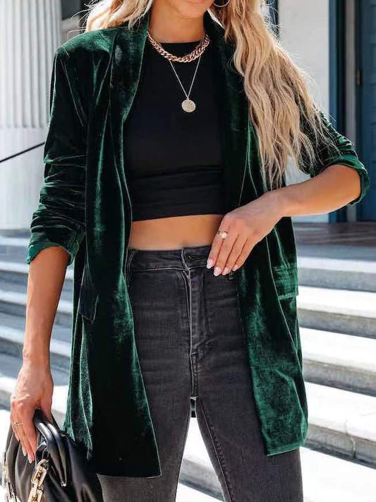Women's Blazers Casual Gold Velvet Pocket Long Sleeve Blazers - Blazers - Instastyled | Online Fashion Free Shipping Clothing, Dresses, Tops, Shoes - 31/08/2022 - 40-50 - BLA2208311240