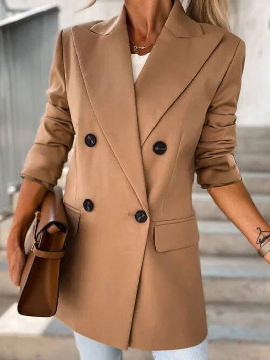 Women's Blazers Double Breasted Lapel Long Sleeve Blazers - Blazers - Instastyled | Online Fashion Free Shipping Clothing, Dresses, Tops, Shoes - 30/08/2022 - 40-50 - BLA2208301238