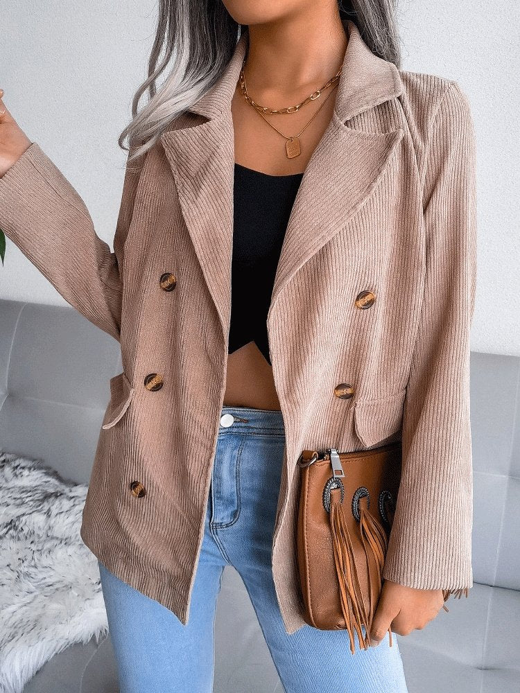 Women's Blazers Fashion Double-Breasted Long Sleeve Blazer - Blazers - INS | Online Fashion Free Shipping Clothing, Dresses, Tops, Shoes - 09/10/2021 - BLA2110091146 - Blazers