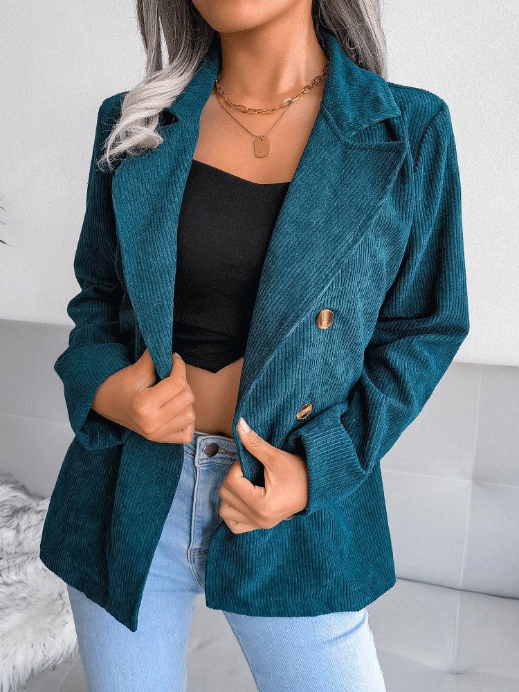 Women's Blazers Fashion Double-Breasted Long Sleeve Blazer - Blazers - INS | Online Fashion Free Shipping Clothing, Dresses, Tops, Shoes - 09/10/2021 - BLA2110091146 - Blazers