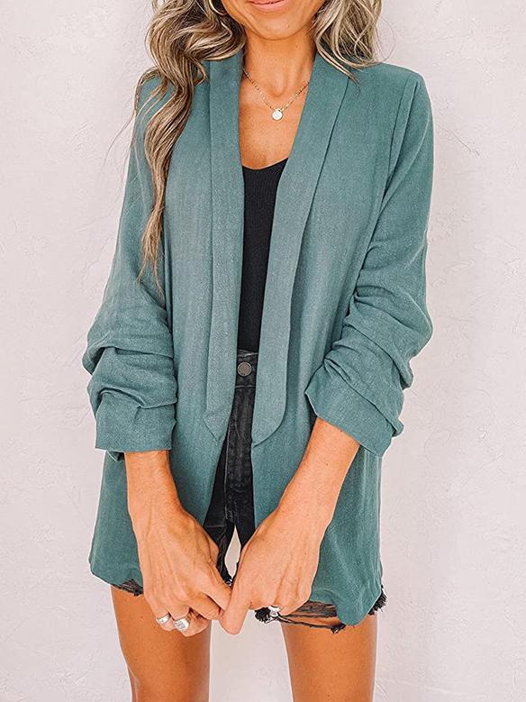 Women's Blazers Fashion Lapel Solid Long Sleeve Casual Blazer - Blazers - INS | Online Fashion Free Shipping Clothing, Dresses, Tops, Shoes - 20-30 - 26/10/2021 - BLA2110261159