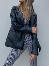 Women's Blazers Fashionable Long Sleeve Leather Blazer - Blazers - Instastyled | Online Fashion Free Shipping Clothing, Dresses, Tops, Shoes - 12/01/2022 - BLA2201121190 - Blazers