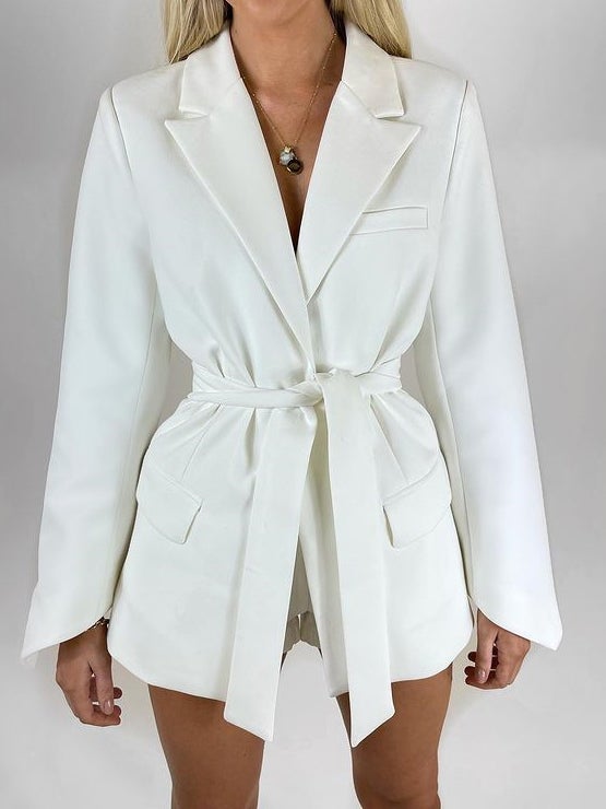 Women's Blazers Lace-Up Belted Long Sleeve Lapel Blazer - Blazers - Instastyled | Online Fashion Free Shipping Clothing, Dresses, Tops, Shoes - 25/12/2021 - BLA2112251189 - Blazers