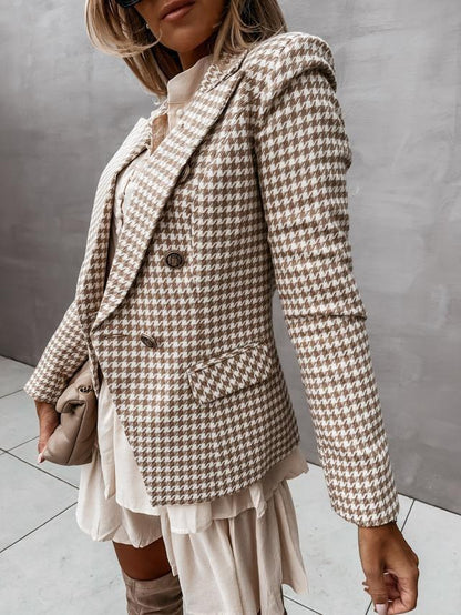 Women's Blazers Lapel Check Pocket Button Blazer - Blazers - INS | Online Fashion Free Shipping Clothing, Dresses, Tops, Shoes - 29/09/2021 - 30-40 - BLA2109291141