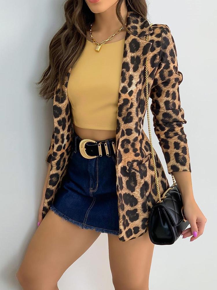 Women's Blazers Leopard Print Lapel Long Sleeve Slim Fit Blazer - Blazers - INS | Online Fashion Free Shipping Clothing, Dresses, Tops, Shoes - 09/11/2021 - 30-40 - BLA2111091171