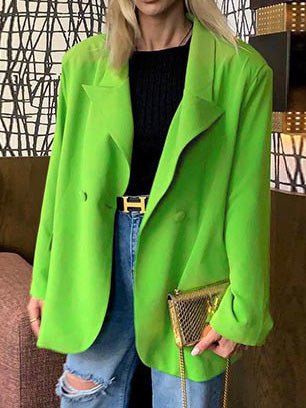 Women's Blazers Loose Solid Lapel Long Sleeve Blazer - Blazers - Instastyled | Online Fashion Free Shipping Clothing, Dresses, Tops, Shoes - 10/08/2022 - BLA2208101204 - Blazers