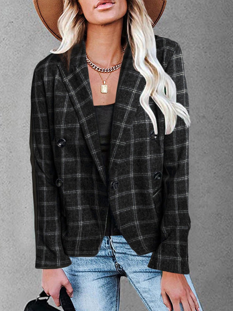 Women's Blazers Plaid Print Lapel Button Casual Blazer - Blazers - Instastyled | Online Fashion Free Shipping Clothing, Dresses, Tops, Shoes - 17/08/2022 - 30-40 - BLA2208171215