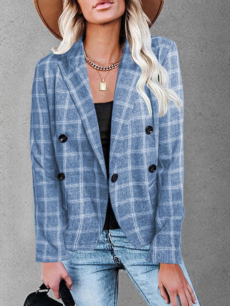 Women's Blazers Plaid Print Lapel Button Casual Blazer - Blazers - Instastyled | Online Fashion Free Shipping Clothing, Dresses, Tops, Shoes - 17/08/2022 - 30-40 - BLA2208171215