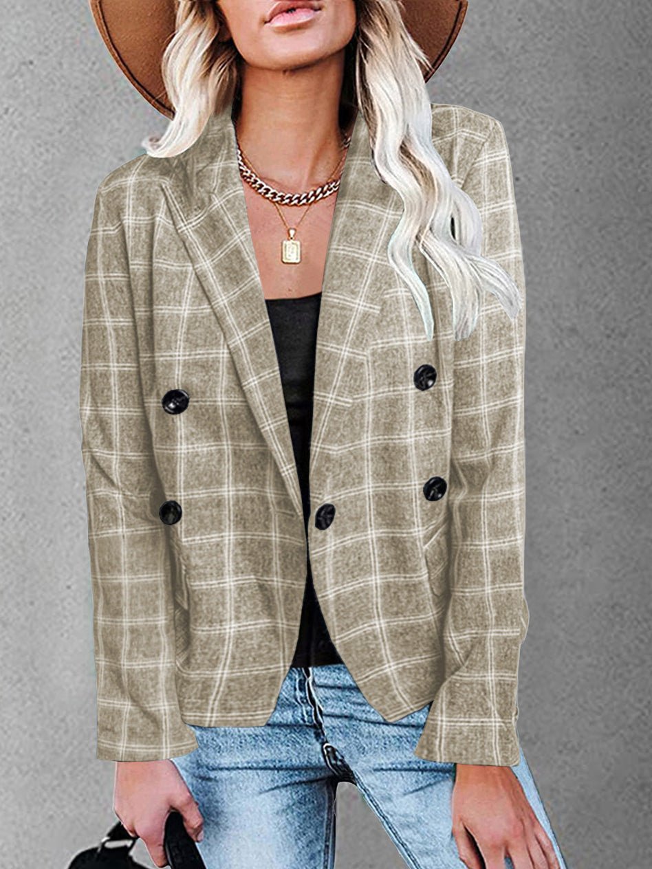 Women's Blazers Plaid Print Lapel Button Casual Blazer - Blazers - Instastyled | Online Fashion Free Shipping Clothing, Dresses, Tops, Shoes - 17/08/2022 - 30-40 - BLA2208171215