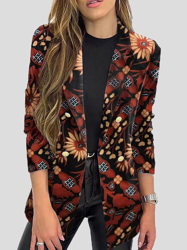 Women's Blazers Printed Lapel Long Sleeve Blazers - Blazers - Instastyled | Online Fashion Free Shipping Clothing, Dresses, Tops, Shoes - 19/08/2022 - BLA2208191219 - Blazers