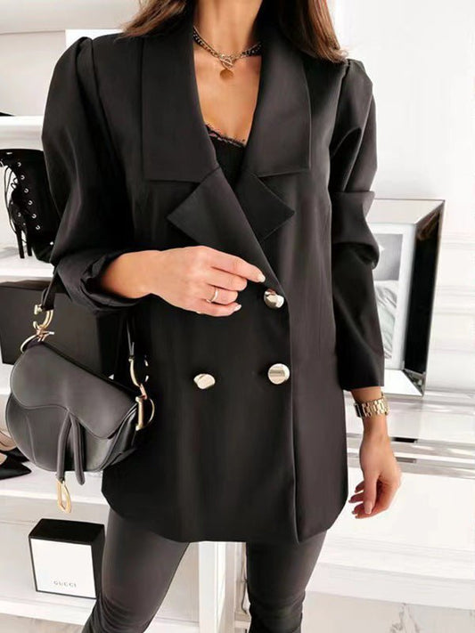 Women's Blazers Solid Lapel Double Breasted Blazers - Blazers - Instastyled | Online Fashion Free Shipping Clothing, Dresses, Tops, Shoes - 27/08/2022 - 40-50 - BLA2208271235