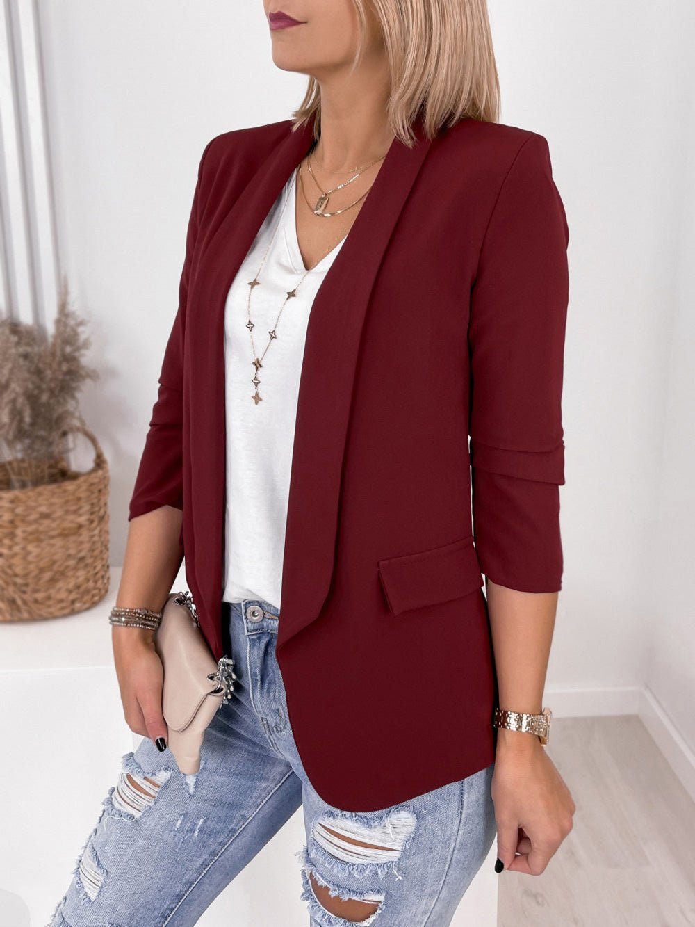 Women's Blazers Solid Lapel Slim Fit Long Sleeve Blazer - Blazers - Instastyled | Online Fashion Free Shipping Clothing, Dresses, Tops, Shoes - 07/09/2022 - BLA2209071249 - Blazers