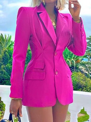 Women's Blazers Solid Lapel Slim Fit Long Sleeve Blazer - Blazers - Instastyled | Online Fashion Free Shipping Clothing, Dresses, Tops, Shoes - 06/09/2022 - BLA2209061246 - Blazers