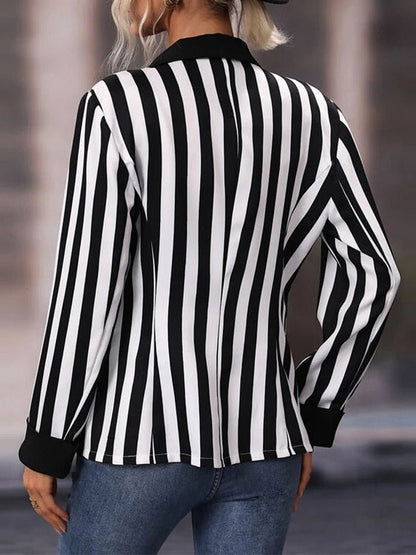 Women's Blazers Striped Lapel Commuter Long Sleeve Blazer - Blazers - Instastyled | Online Fashion Free Shipping Clothing, Dresses, Tops, Shoes - 03/11/2022 - BLA2211031275 - Blazers