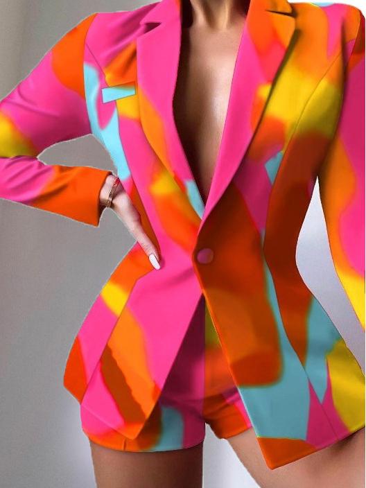 Women's Blazers Tie-Dye Lapel Long Sleeve Buttons Blazer - Blazers - INS | Online Fashion Free Shipping Clothing, Dresses, Tops, Shoes - 20-30 - 20/10/2021 - BLA2110201151