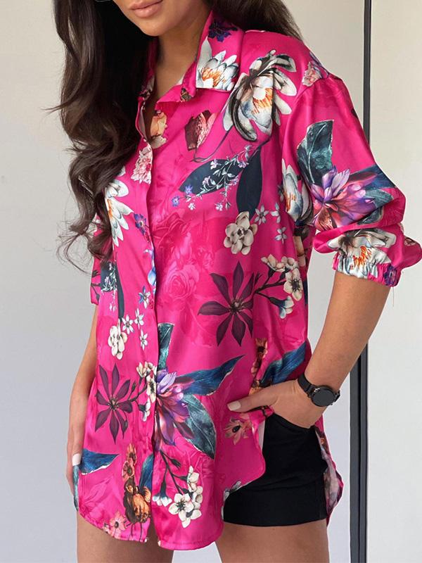 Women's Blouse Floral Long Sleeve Button Lapel Blouse - Blouses - INS | Online Fashion Free Shipping Clothing, Dresses, Tops, Shoes - 27/09/2021 - BLO2109271357 - Blouses