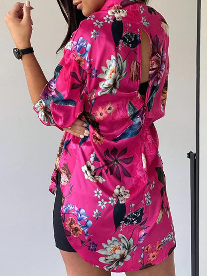 Women's Blouse Floral Long Sleeve Button Lapel Blouse - Blouses - INS | Online Fashion Free Shipping Clothing, Dresses, Tops, Shoes - 27/09/2021 - BLO2109271357 - Blouses