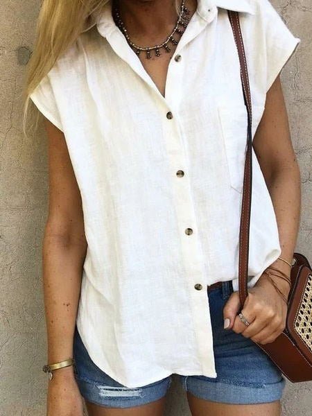 Women's Blouses Casual Lapel Button Short Sleeve Blouse - Blouses - Instastyled | Online Fashion Free Shipping Clothing, Dresses, Tops, Shoes - 08/04/2022 - 20-30 - BLO2204081659