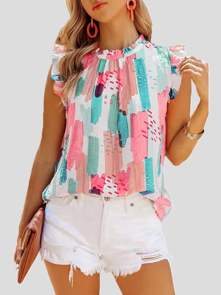 Women's Blouses Casual Multicolor Print Sleeveless Chiffon Blouse - Blouses - Instastyled | Online Fashion Free Shipping Clothing, Dresses, Tops, Shoes - 20-30 - 29/06/2022 - BLO2206291745