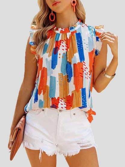 Women's Blouses Casual Multicolor Print Sleeveless Chiffon Blouse - Blouses - Instastyled | Online Fashion Free Shipping Clothing, Dresses, Tops, Shoes - 20-30 - 29/06/2022 - BLO2206291745
