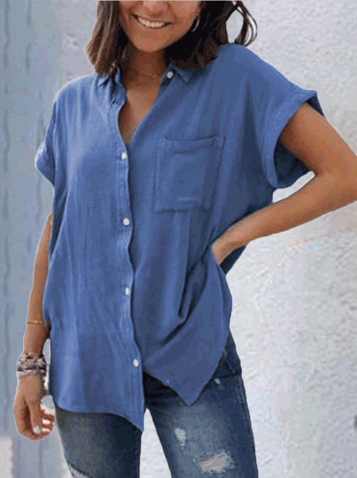 Women's Blouses Casual Solid Vintage Short Sleeve Blouse - Blouses - Instastyled | Online Fashion Free Shipping Clothing, Dresses, Tops, Shoes - 20-30 - BLO2204081658 - Blouses