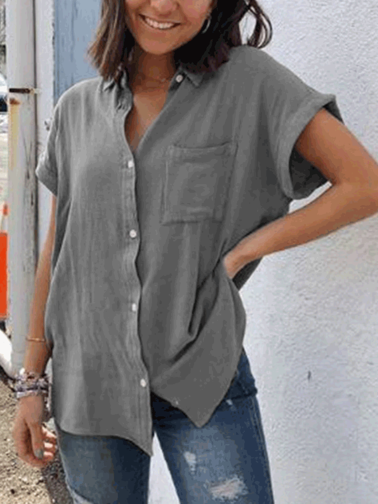Women's Blouses Casual Solid Vintage Short Sleeve Blouse - Blouses - Instastyled | Online Fashion Free Shipping Clothing, Dresses, Tops, Shoes - 20-30 - BLO2204081658 - Blouses