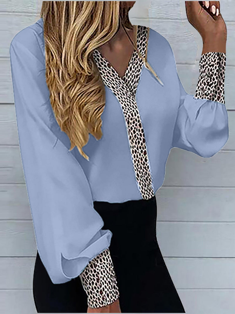 Women's Blouses Casual V-Neck Leopard Print Long Sleeve Blouse - Blouses - Instastyled | Online Fashion Free Shipping Clothing, Dresses, Tops, Shoes - 20-30 - 24/12/2021 - BLO2112241503