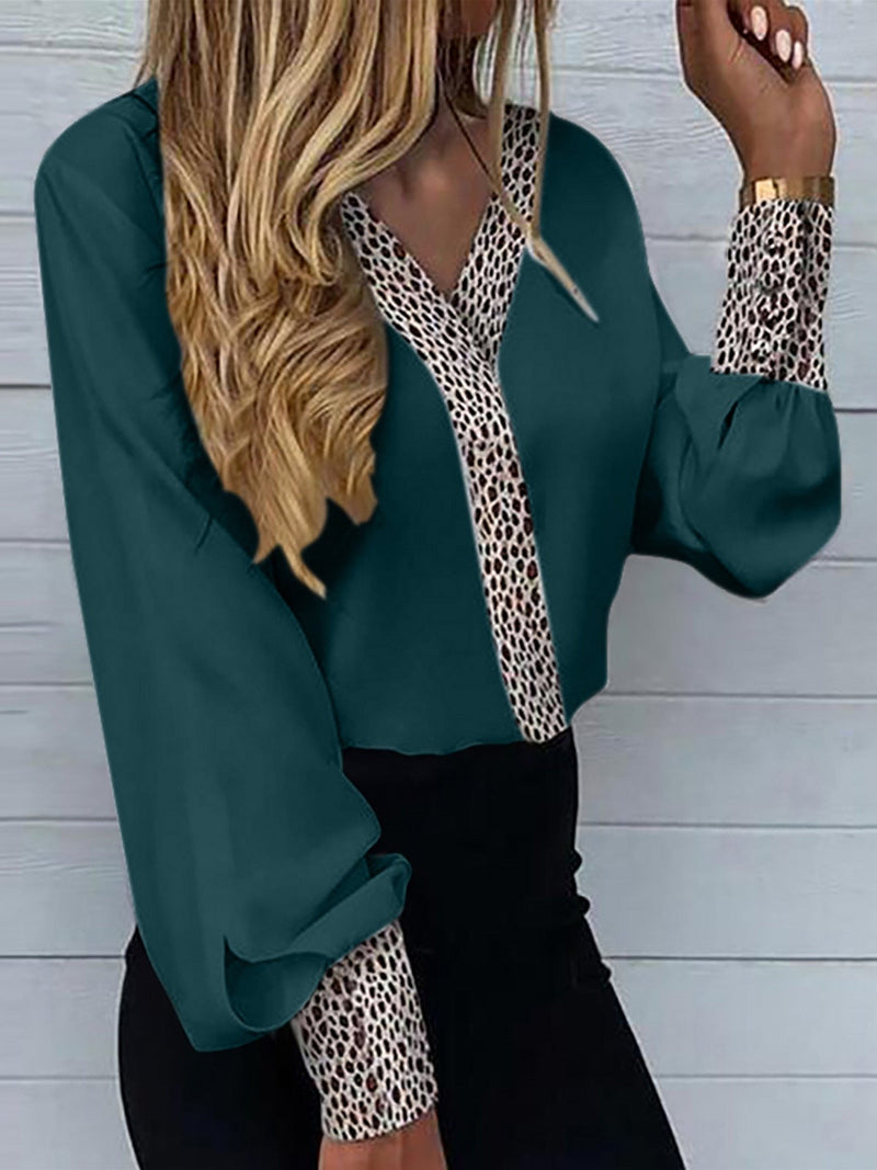 Women's Blouses Casual V-Neck Leopard Print Long Sleeve Blouse - Blouses - Instastyled | Online Fashion Free Shipping Clothing, Dresses, Tops, Shoes - 20-30 - 24/12/2021 - BLO2112241503