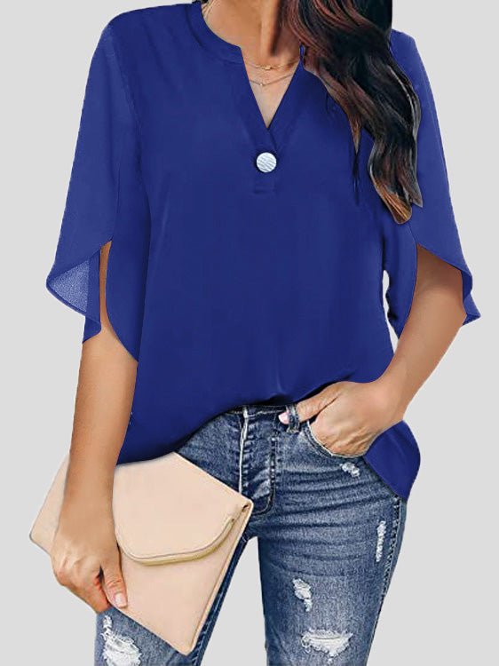 Women's Blouses Casual V-Neck Short Sleeve Chiffon Blouse - Blouses - Instastyled | Online Fashion Free Shipping Clothing, Dresses, Tops, Shoes - 20-30 - 25/03/2022 - BLO2203251641