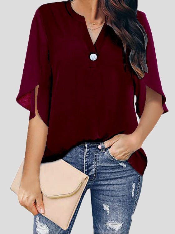 Women's Blouses Casual V-Neck Short Sleeve Chiffon Blouse - Blouses - Instastyled | Online Fashion Free Shipping Clothing, Dresses, Tops, Shoes - 20-30 - 25/03/2022 - BLO2203251641