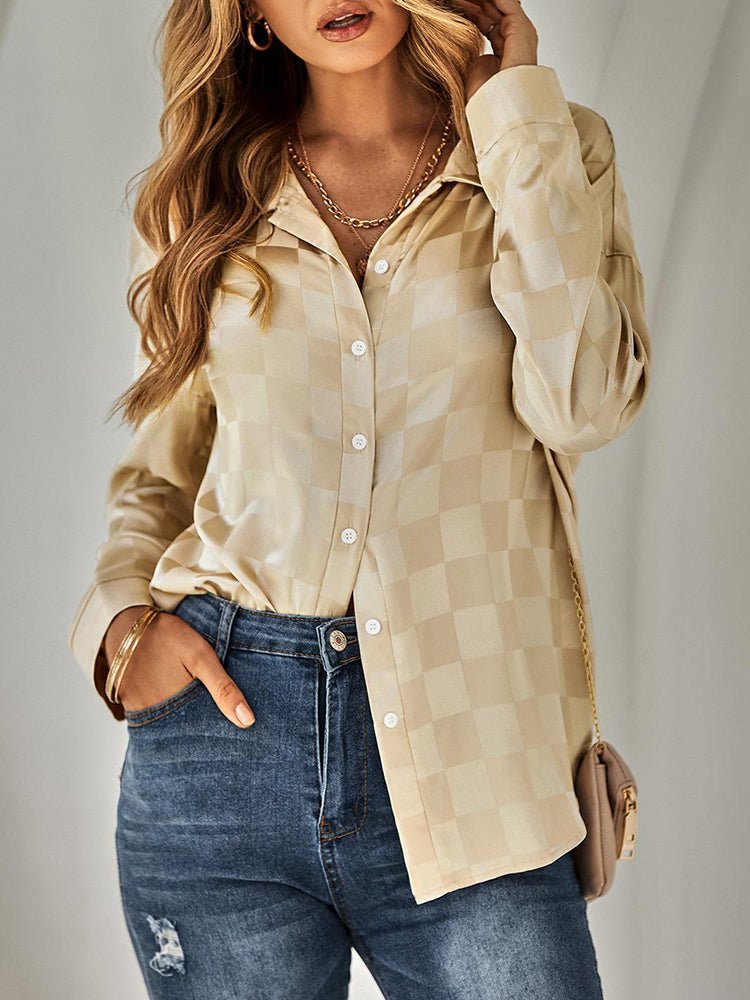 Women's Blouses Fashion Slim Plaid Long Sleeve Blouse - Blouses - Instastyled | Online Fashion Free Shipping Clothing, Dresses, Tops, Shoes - 24/12/2022 - 30-40 - BLO2212241939