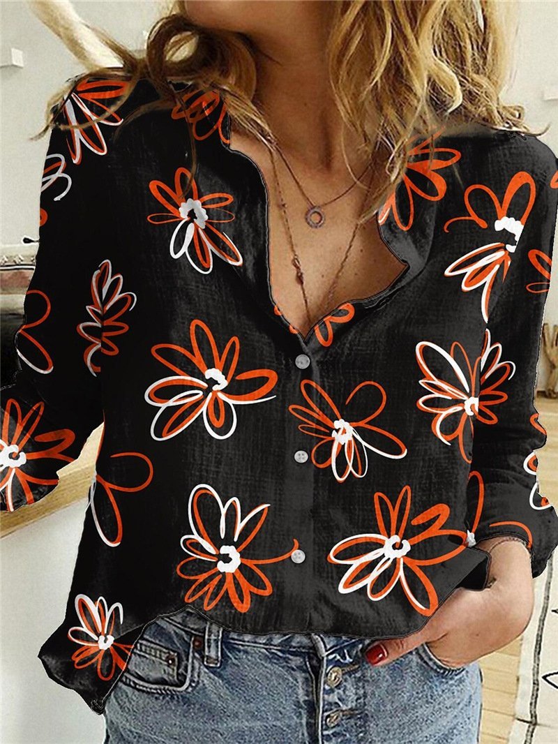 Women's Blouses Floral Print Button Long Sleeve Blouse - Blouses - INS | Online Fashion Free Shipping Clothing, Dresses, Tops, Shoes - 20-30 - 22/10/2021 - Blouses