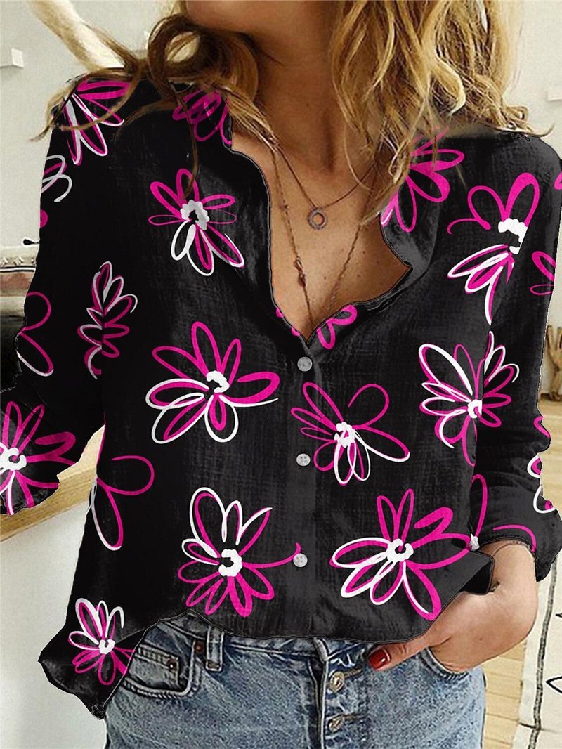 Women's Blouses Floral Print Button Long Sleeve Blouse - Blouses - INS | Online Fashion Free Shipping Clothing, Dresses, Tops, Shoes - 20-30 - 22/10/2021 - Blouses