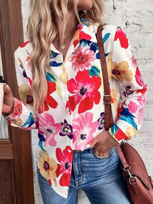 Women's Blouses Floral Print Long Sleeve Casual Blouse - Blouses - Instastyled | Online Fashion Free Shipping Clothing, Dresses, Tops, Shoes - 16/08/2022 - 30-40 - BLO2208161829