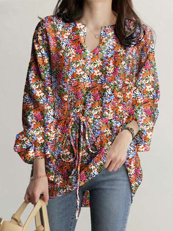 Women's Blouses Floral Print V-Neck Long Sleeve Blouse - Blouses - Instastyled | Online Fashion Free Shipping Clothing, Dresses, Tops, Shoes - 24/02/2022 - 30-40 - BLO2202241596