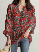 Women's Blouses Floral Print V-Neck Long Sleeve Blouse - Blouses - Instastyled | Online Fashion Free Shipping Clothing, Dresses, Tops, Shoes - 24/02/2022 - 30-40 - BLO2202241596